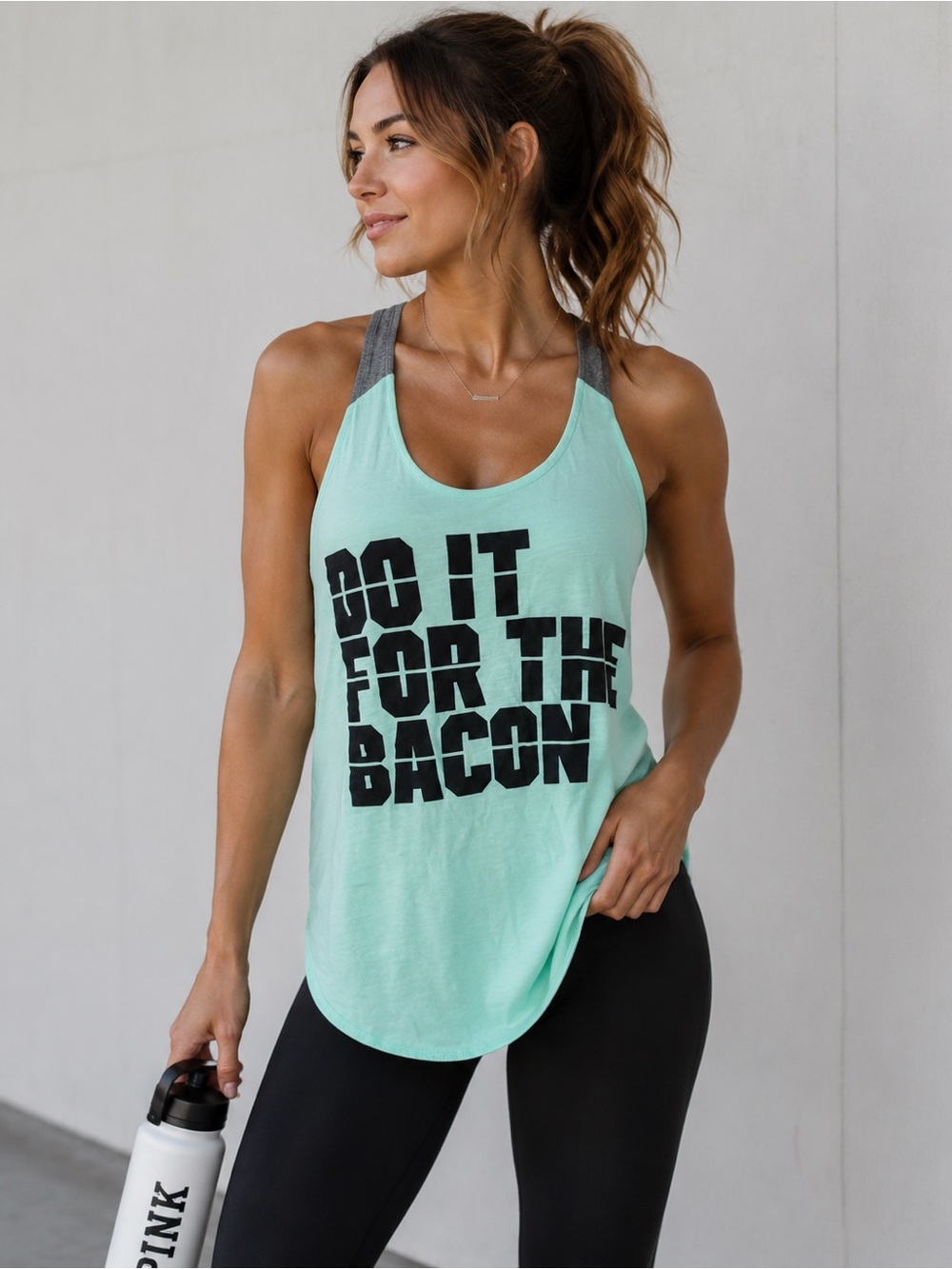 Victoria’s Secret PINK Do It For The Bacon Mint Racerback Tank Top size Small